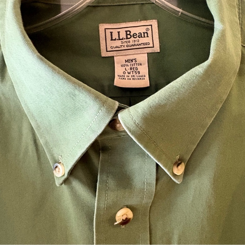 L.L. Bean Green Long-Sleeve Button-Down Shirt, Like New, Sz L-Regular. - Picture 5 of 11